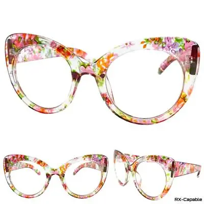Oversized Exaggerated Retro Clear Lens EYE GLASSES Large Flower Floral Frame C4 • $14.99
