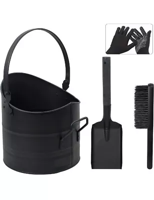 BRIAN & DANY Coal Scuttle Bucket Ash Bucket For Fireplaces 10L Metal... • £33.15