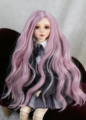 1/4 6-7  BJD Doll Wig MSD Pink Long Wavy Curly Hair With No Bangs JR-207 • $26.50