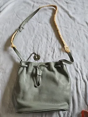 CHARLES JOURDAN Gray Pebble Leather Shoulder Bag Purse Handbag Crossbody Zip OB2 • $38.50