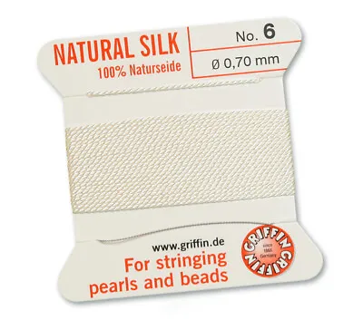 £2.95 • Buy 100% Natural Griffin Silk String Thread For Stringing Pearls & Beads - White