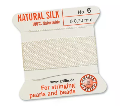 100% Natural Griffin Silk String Thread For Stringing Pearls & Beads - White • £3.12