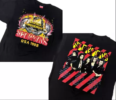 Vintage Scorpions Savage Amusement USA 1988 T-Shirt Black  Vintage Gift Fan • $19.94