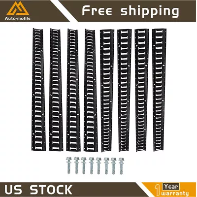 Stainless Steel E Track Tie Down Rail Kit 5' 8Pcs Bar Rails Powder Coated Black • $139.54