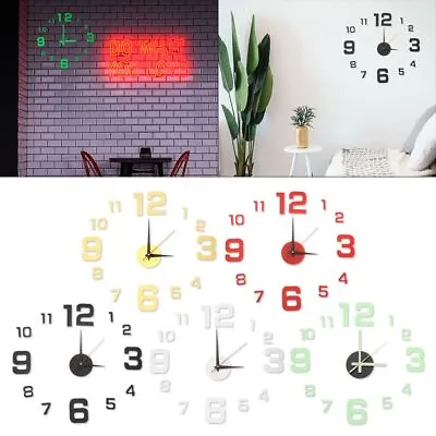 £4.87 • Buy Silent Stickers DIY Luminous Wall Clock Wall Decor Digital Clock 3D