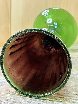 Amazing Mexican Hand Blown Glass Wine Goblet-Dark Purple And Green With Bubble • $28