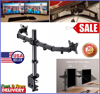 $48.99 • Buy Dual Monitor Desk Mount Stand Height Adjustable Arm Desk VESA Bracket Up To 32 