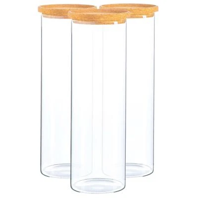 £15.98 • Buy 3x Glass Storage Jars With Cork Lids Modern Kitchen Food Storage 2 Litre