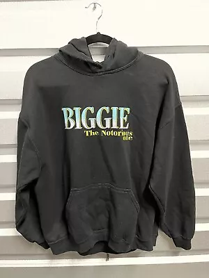 Men's The Notorious One Biggie Black Hoodie Large 2 Sided - It Was All A Dream - • $19.99