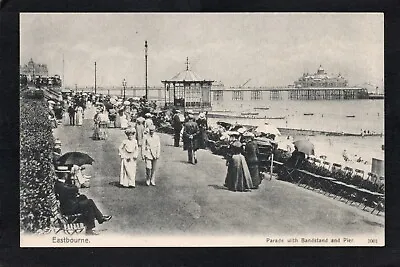 Postcard Eastbourne Sussex The Parade With Bandstand And Pier Early View • £6.99