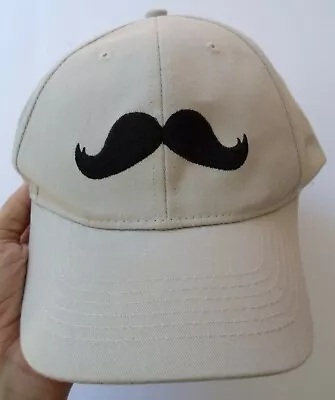 Mustache Embroidered Baseball Adjustable Hat Cap Khaki 100% Cotton Nwot • $14.95