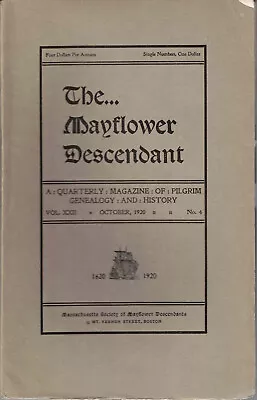 George Ernest Bowman / Mayflower Descendant Quarterly Magazine Of Pilgrim • $17