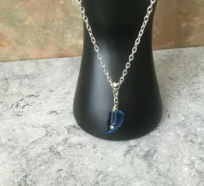 £5 • Buy Blue Half Heart Crystal Glass Vial Necklace Chain 18  Xmas Gift