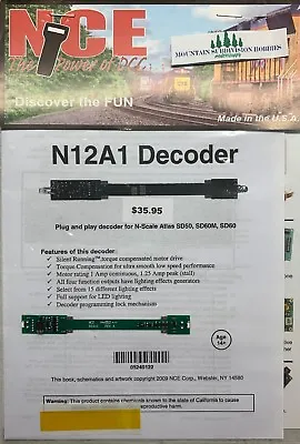 NCE 122 N12A1 N14A1 Decoder W/ LED's Atlas N Scale SD50 SD60 Plug-n-Play 524-122 • $31.16