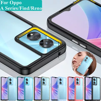 For OPPO A79 A78 A58 A79 A98 A97 5G Find Reno Hard Translucent Frame Clear Case • $11.59