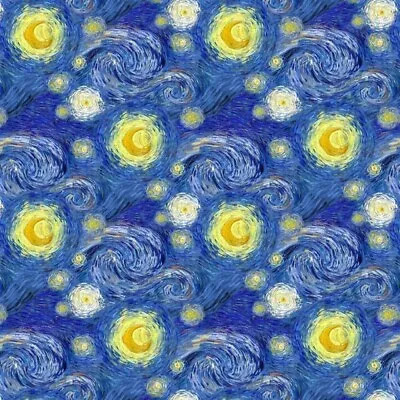 100% Cotton Digital Fabric Starry Night Painting Art 140cm Wide • £4.25