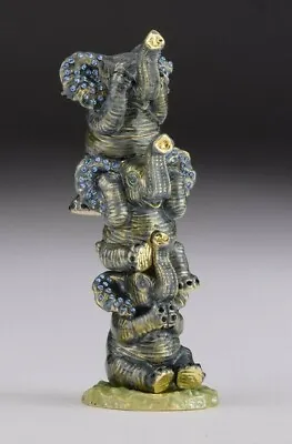 Faberge Elephant Trinket Box Hand Made By Keren Kopal & Austrian Crystals  • $125