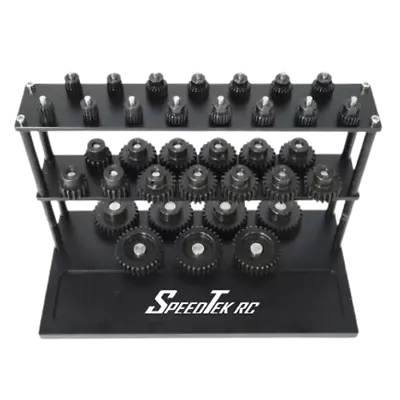 SpeedTek RC CNC Aluminum Pinion Storage Rack (Black) For 5mm & 8mm Gears • $51.38