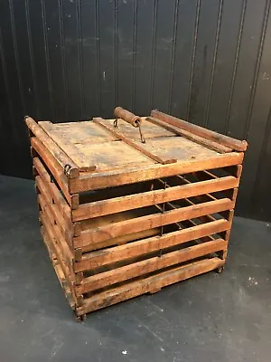 Primitive  One  Wooden Egg Carrier Crate 75 Eggs 13in X 11in X 13in • $90