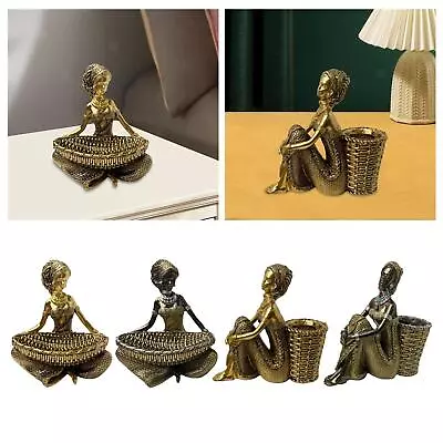 African Lady Figurine With Storage Women Statue For Bathroom Entrance Office • $48.58