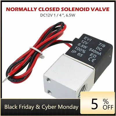 12V Electric Solenoid Air Valve DC 1/4  2 Way Normally Closed Pneumatic Aluminum • $9.49