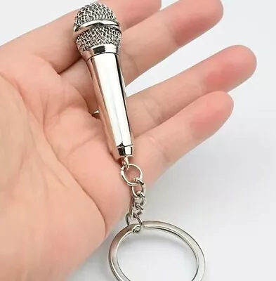 Adorable Silver Microphone Keychain New • $5.99
