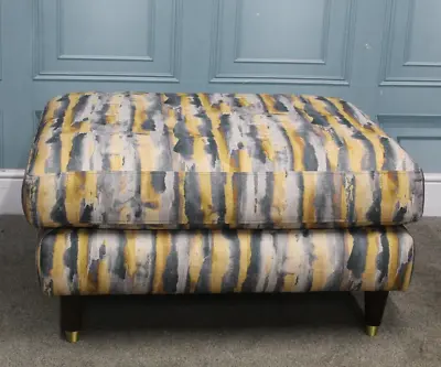 Collins & Hayes Footstool In Grey & Yellow Fabric (1245) • £199
