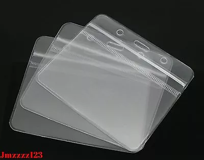 5x Clear Plastic HORIZONTAL ID Card Holder With Zip Lock ***AUSSIE SELLER*** • $3.29