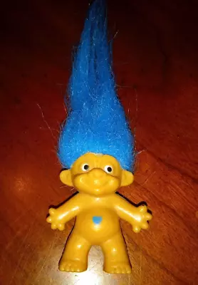 Vintage 1-1/2  Naked Mini Troll With Blue Hair & Heart Shaped Belly Button • $6.50