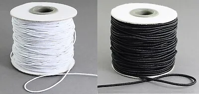 Round Elastic Cord - Stretch Bungee Cord BLACK WHITE - 1.5 2 2.53 Mm Diameter • £1.49