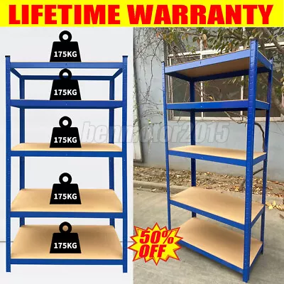 Garage Racking 5 Tier Shelving Unit Boltless Heavy Duty Metal Shelf Shed Storage • £22.20