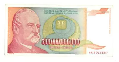 Biggest European Banknote 500 Billion Dinars Yugoslavia Inflation 1993 UNC • £16