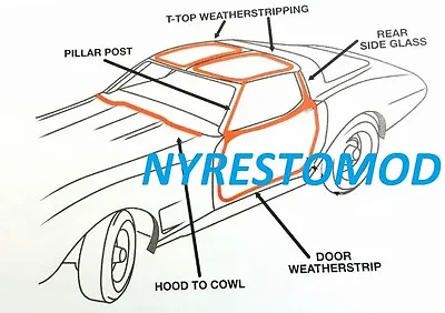 73-77 Corvette Weatherstrip Rubber Doors T-tops Kit Made In The Usa  • $277.11