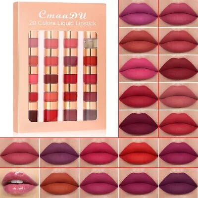 20 Colour Lip Gloss Set Velvet Matte Lipstick Waterproof Long Lasting Non-stick • £6.99