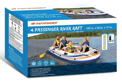 Pathfinder 4 Person Inflatable Raft/Boat With Pump & Oars • $99.98