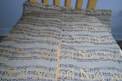 Noel Music Squares Gold On Light Burlap Type Fabric Beige Black Music Notes • $3.75