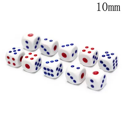 10Pcs Six Sided Square Opaque 10mm D6 Dice Portable Table GameLD:da • £3.01