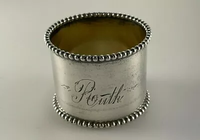 Sterling Silver Napkin Ring With Beaded Rim - Monogrammed • $74.99