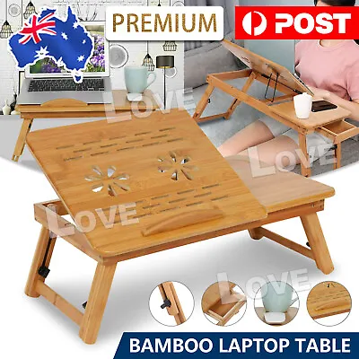 Bamboo Laptop Stand Desk Lap Bed Tray Table Computer Portable Foldable Home AU • $28.95