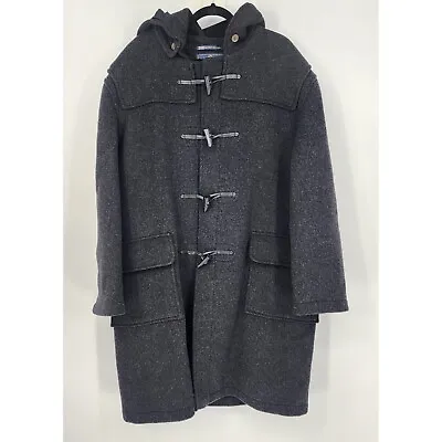 Gloverall Men's Duffle Coat Sz 48 Wool Blend Charcoal Gray Lined Hooded England • $164.99