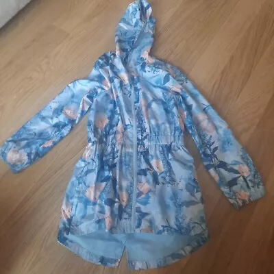 Girls MISS EVIE Raincoat 11-12 Years Blue With Flowers • £3.99