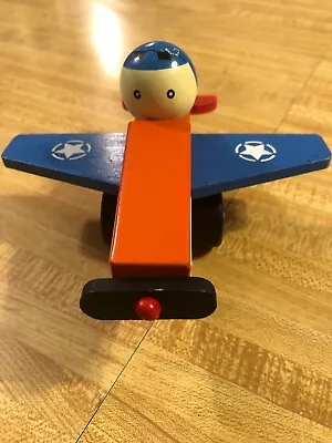 Wooden Plane Toy Hand Made Vintage Blue And Orange • $14.99