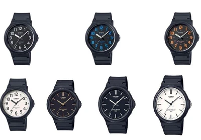 $35 • Buy Casio Watch Mens MW-240 Analog Black White Blue Orange Gold Dials 2YR Warranty
