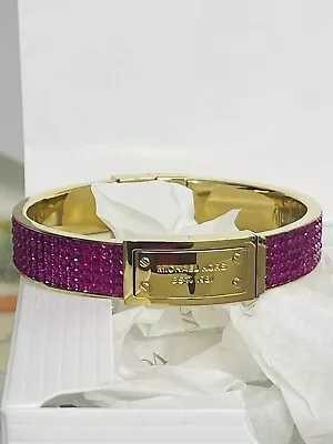 New Michael Kors Goldbaguette Pave Crystals Hinged Bangle Bracelet Mkjx6209 • $75