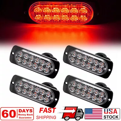 4x Red 12 LED Car Truck  Beacon Warning Hazard Flash Strobe Light • $16.99