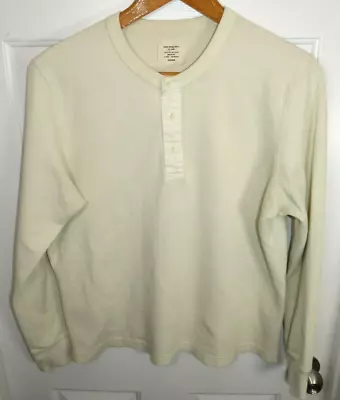 Buck Mason Shirt Mens L White Long Sleeve Vintage Thermal Henley Cotton Casual • $22.90
