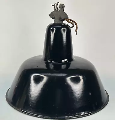 £36 • Buy Vintage French Industrial Large Black Enamel Light  & Fitting, Loft Lighting