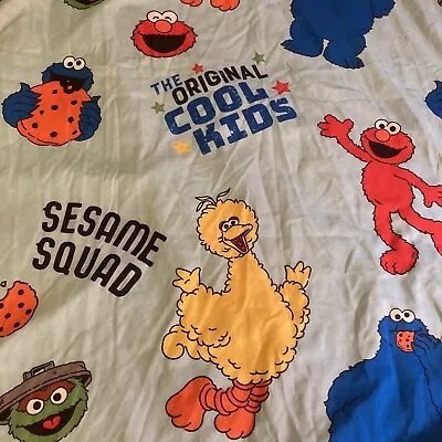 Sesame Street Flat Full Sheet  Blue “The Original Cool Kids” Big Bird Elmo Etc • $4