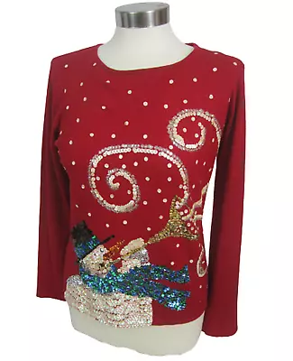 Tiara International Vintage Women Ugly Christmas Sweater Sz S Snowman Sequin • $27.99