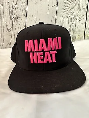 Miami Heat Mitchell & Ness SnapBack Adjustable Hat Black And Neon Pink Color • $9.99